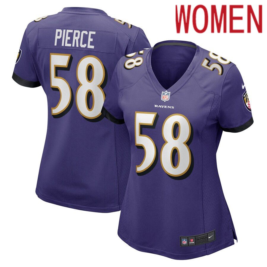 Women Baltimore Ravens #58 Michael Pierce Nike Purple Game NFL Jersey->women nfl jersey->Women Jersey